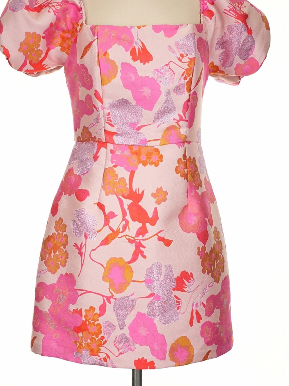 Lulu's Pink Floral Puff-Sleeve Mini Dress - Picture 2 of 3